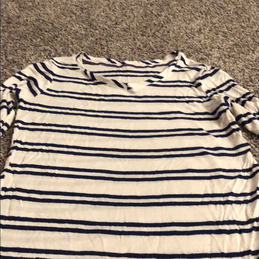 Girls size 8 navy blue and white long sleeve shirt